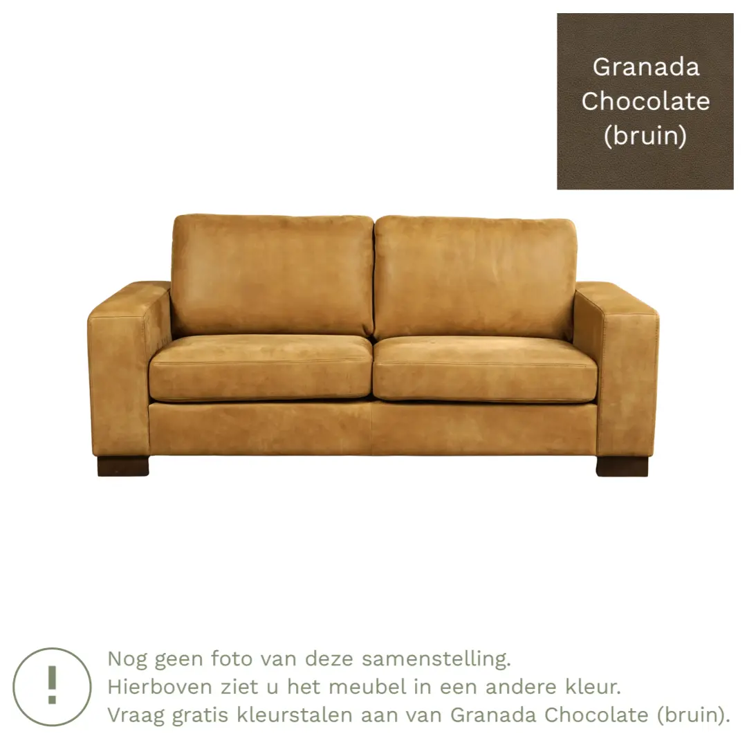 afbeelding van Leren bank Enjoy - 2,5 zits - Granada Chocolate (bruin) - Poten hout bruin