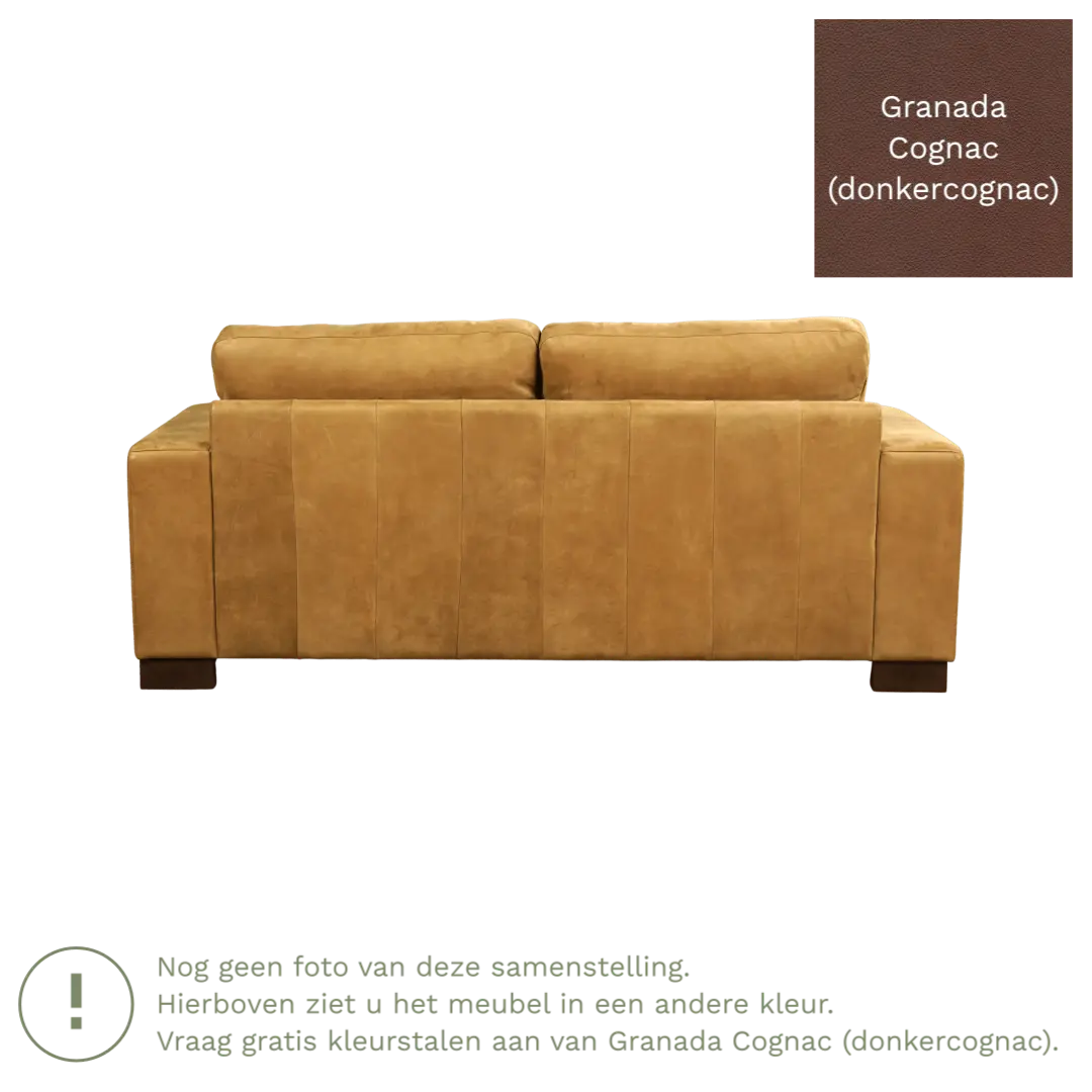 afbeelding van Leren bank Enjoy - 2,5 zits - Granada Cognac (donkercognac) - Poten hout bruin