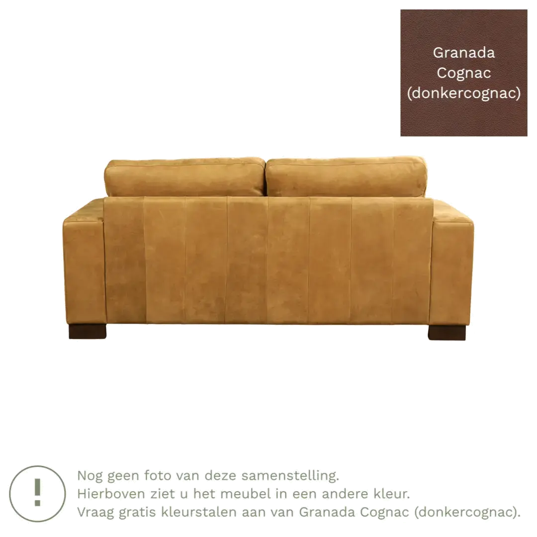 afbeelding van Leren bank Enjoy - 2,5 zits - Granada Cognac (donkercognac) - Poten hout zwart