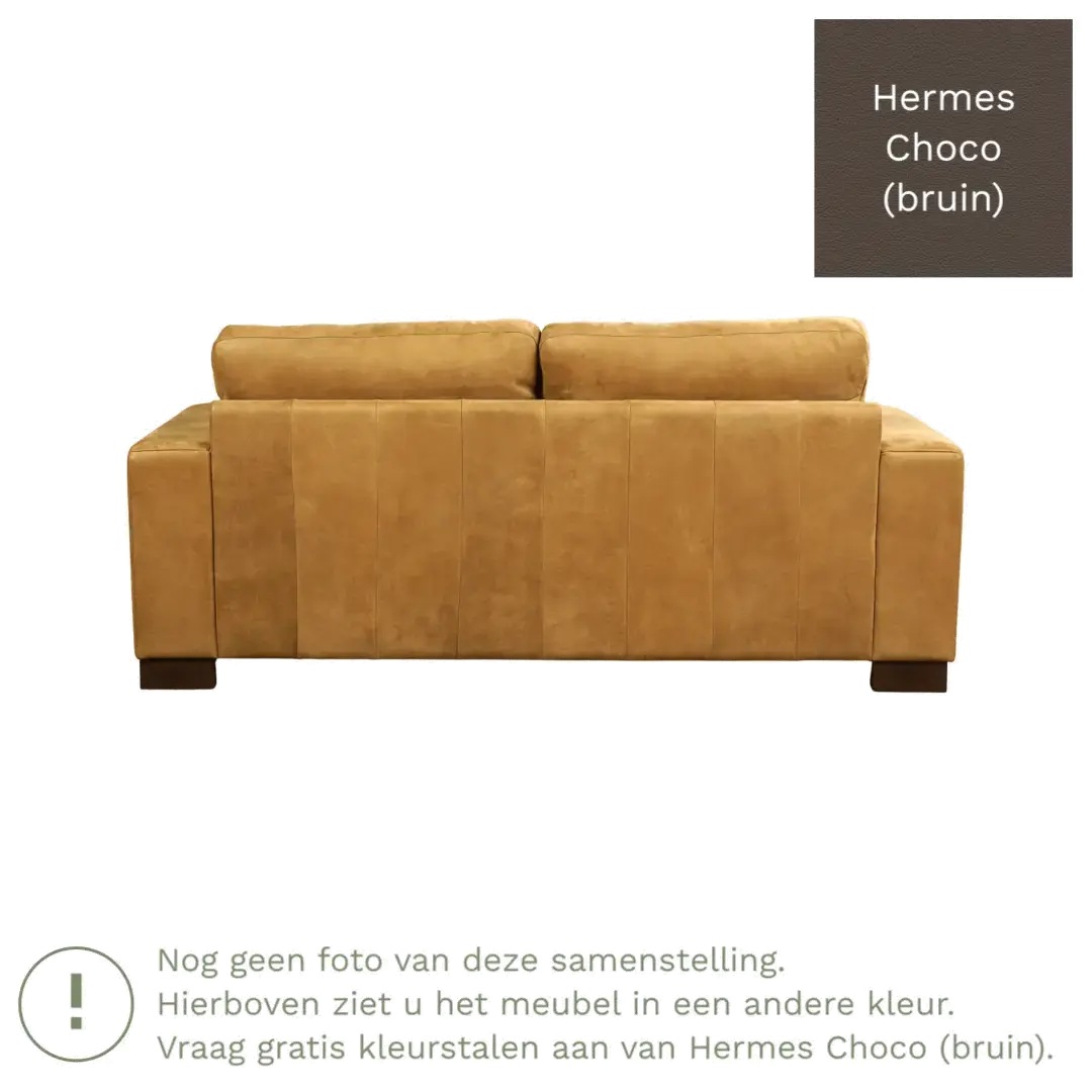 afbeelding van Leren bank Enjoy - 2,5 zits - Hermes Choco (bruin) - Poten hout zwart