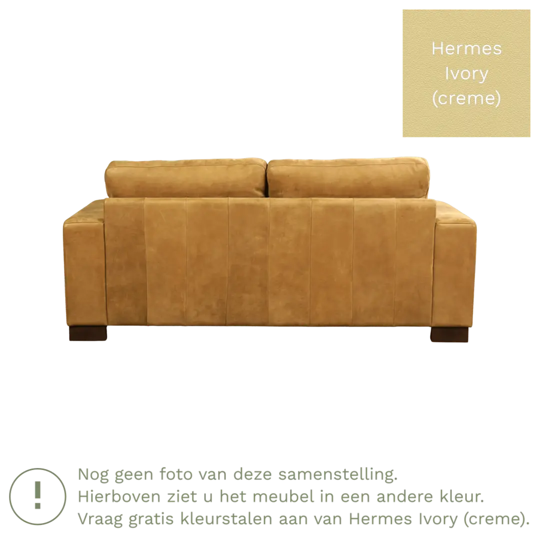 afbeelding van Leren bank Enjoy - 2,5 zits - Hermes Ivory (crème) - Poten hout zwart