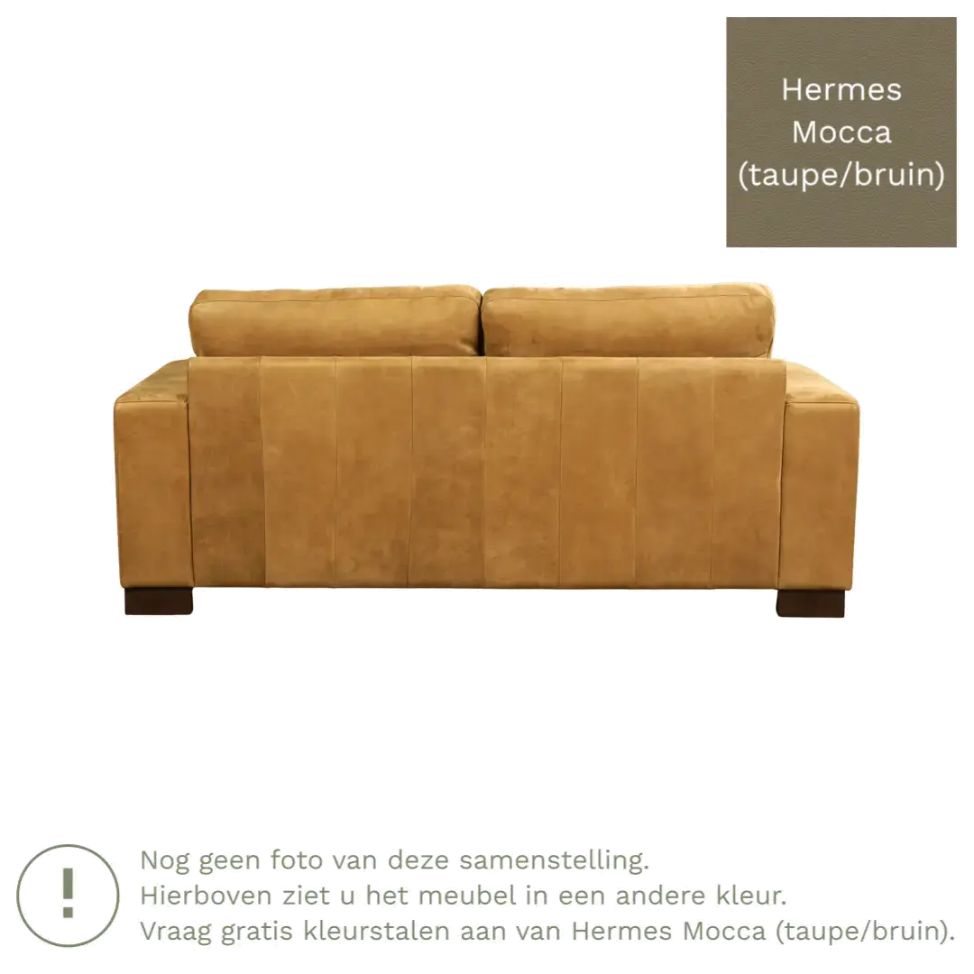 afbeelding van Leren bank Enjoy - 2,5 zits - Hermes Mocca (taupe/bruin) - Poten hout bruin