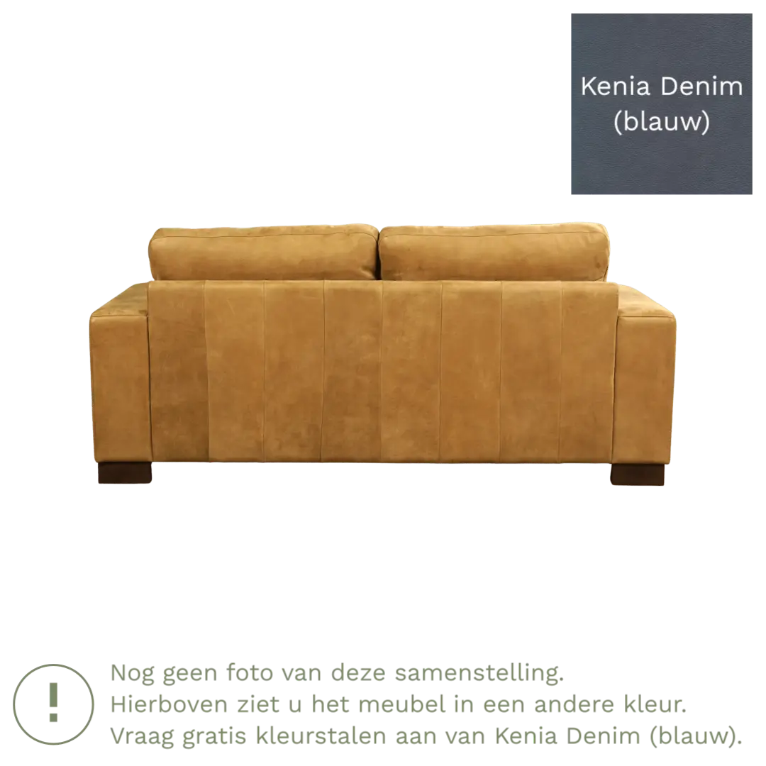 afbeelding van Leren bank Enjoy - 2,5 zits - Kenia Denim (blauw) - Poten hout zwart