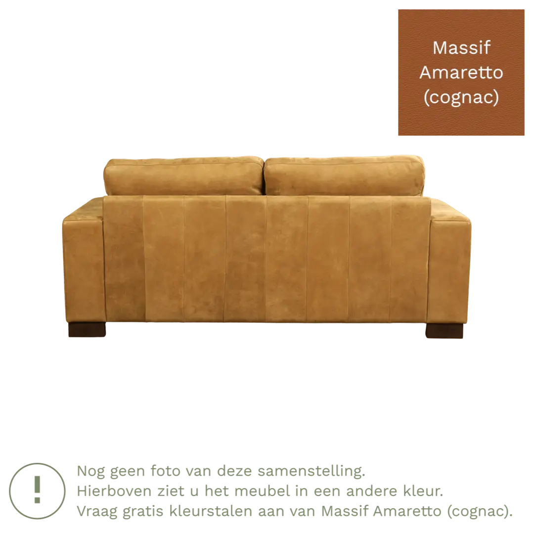 afbeelding van Leren bank Enjoy - 2,5 zits - Massif Amaretto (cognac) - Poten hout zwart