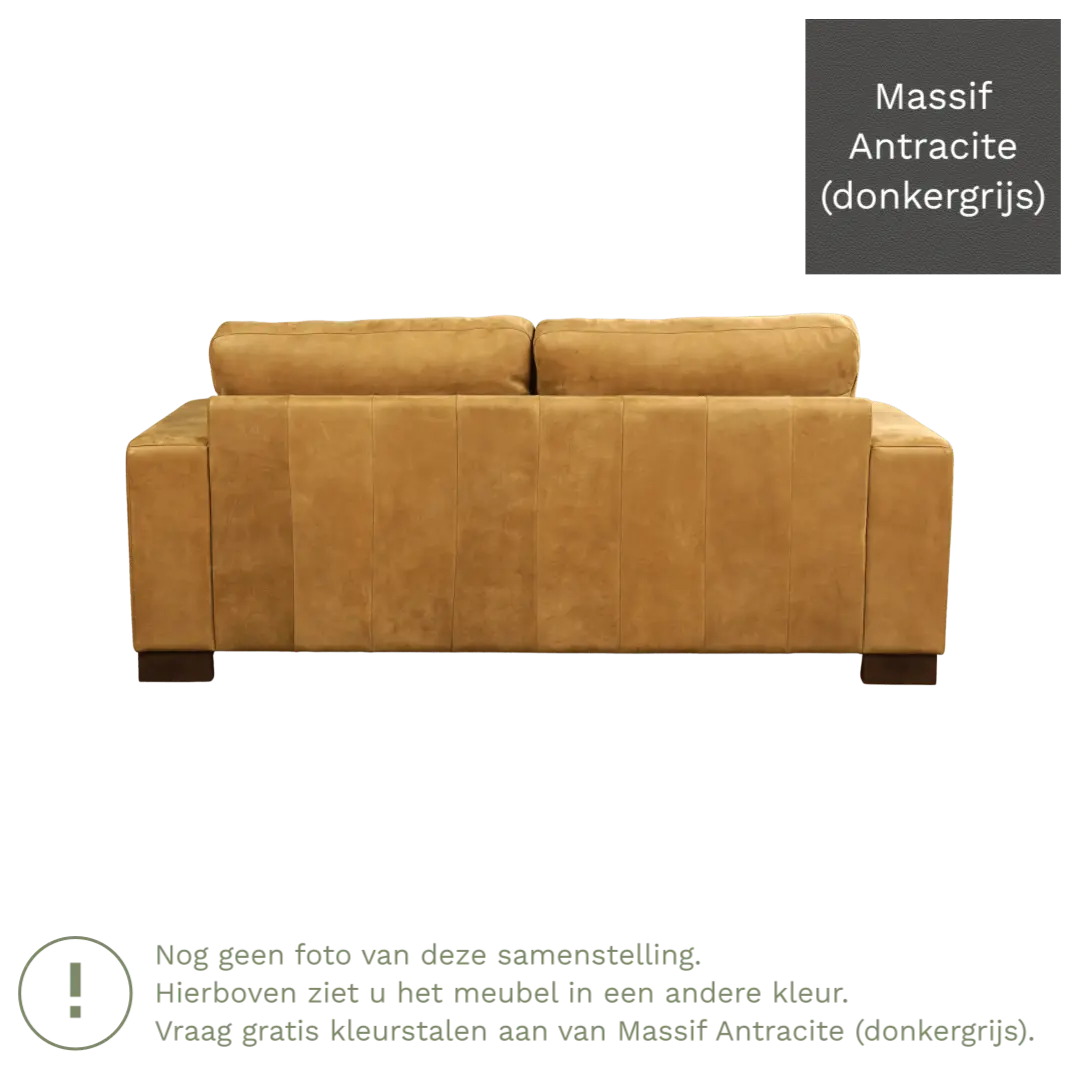 afbeelding van Leren bank Enjoy - 2,5 zits - Massif Antracite (donkergrijs) - Poten hout bruin