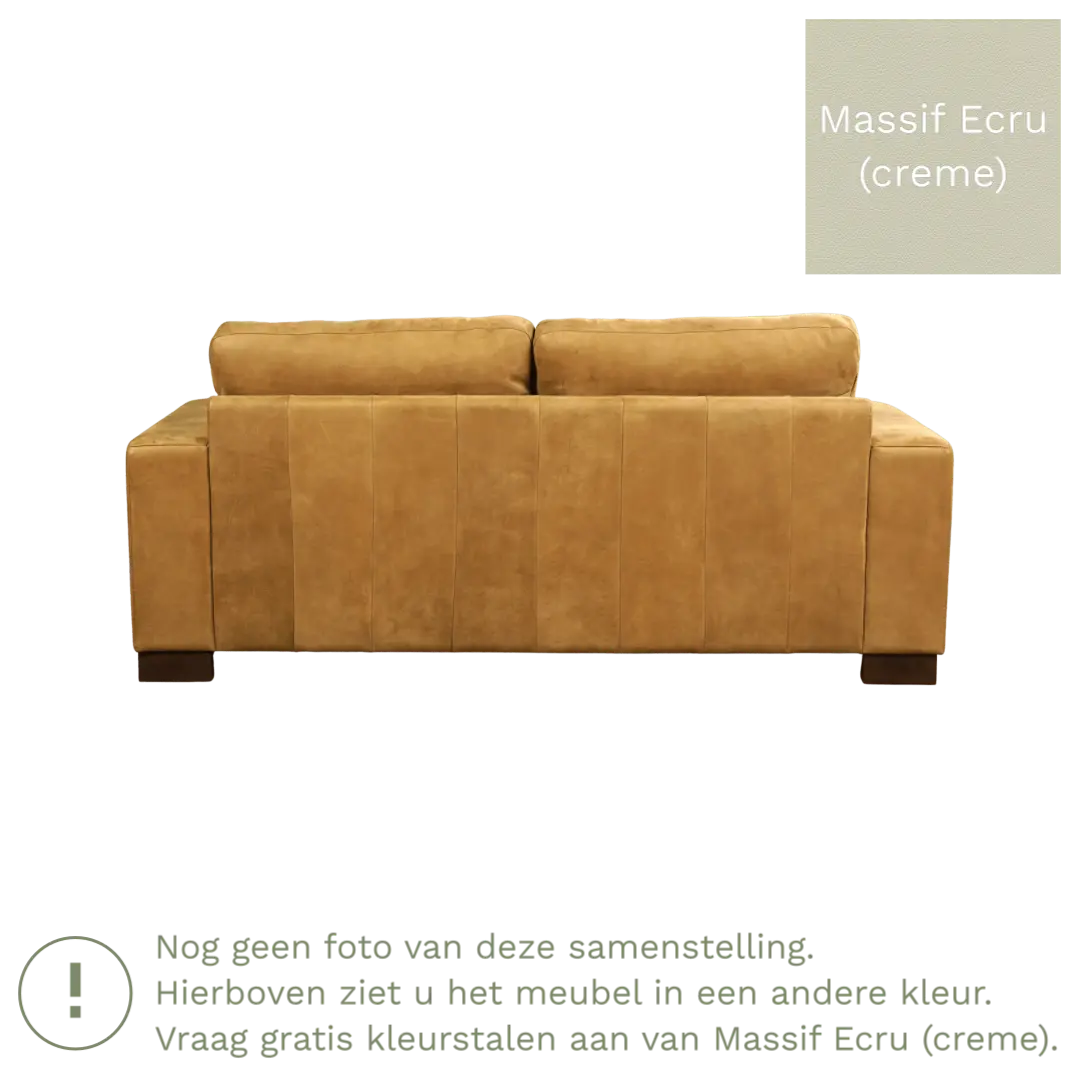 afbeelding van Leren bank Enjoy - 2,5 zits - Massif Ecru (crème) - Poten hout bruin