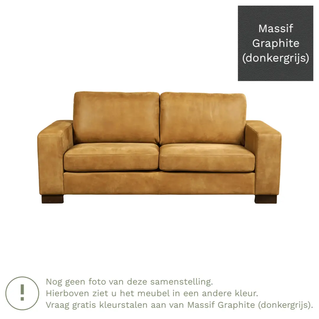 afbeelding van Leren bank Enjoy - 2,5 zits - Massif Graphite (donkergrijs) - Poten hout zwart