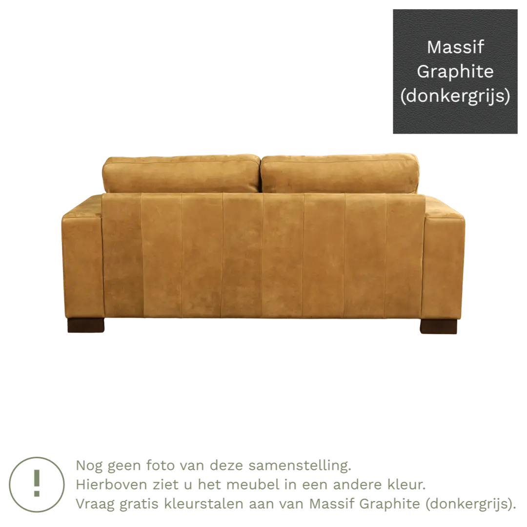 afbeelding van Leren bank Enjoy - 2,5 zits - Massif Graphite (donkergrijs) - Poten hout zwart