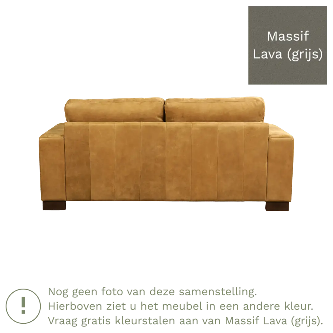 afbeelding van Leren bank Enjoy - 2,5 zits - Massif Lava (grijs) - Poten hout bruin