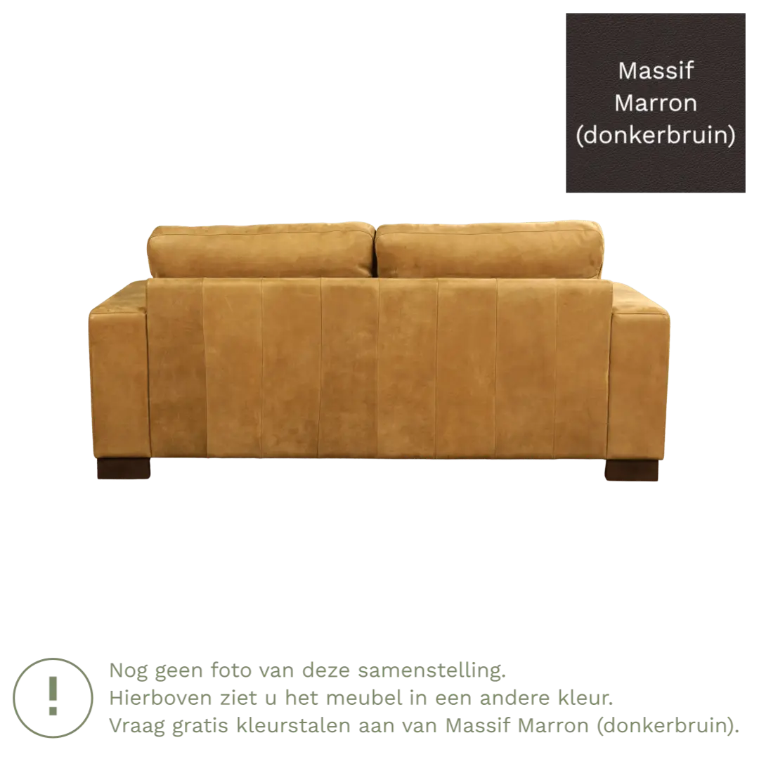 afbeelding van Leren bank Enjoy - 2,5 zits - Massif Marron (donkerbruin) - Poten hout zwart