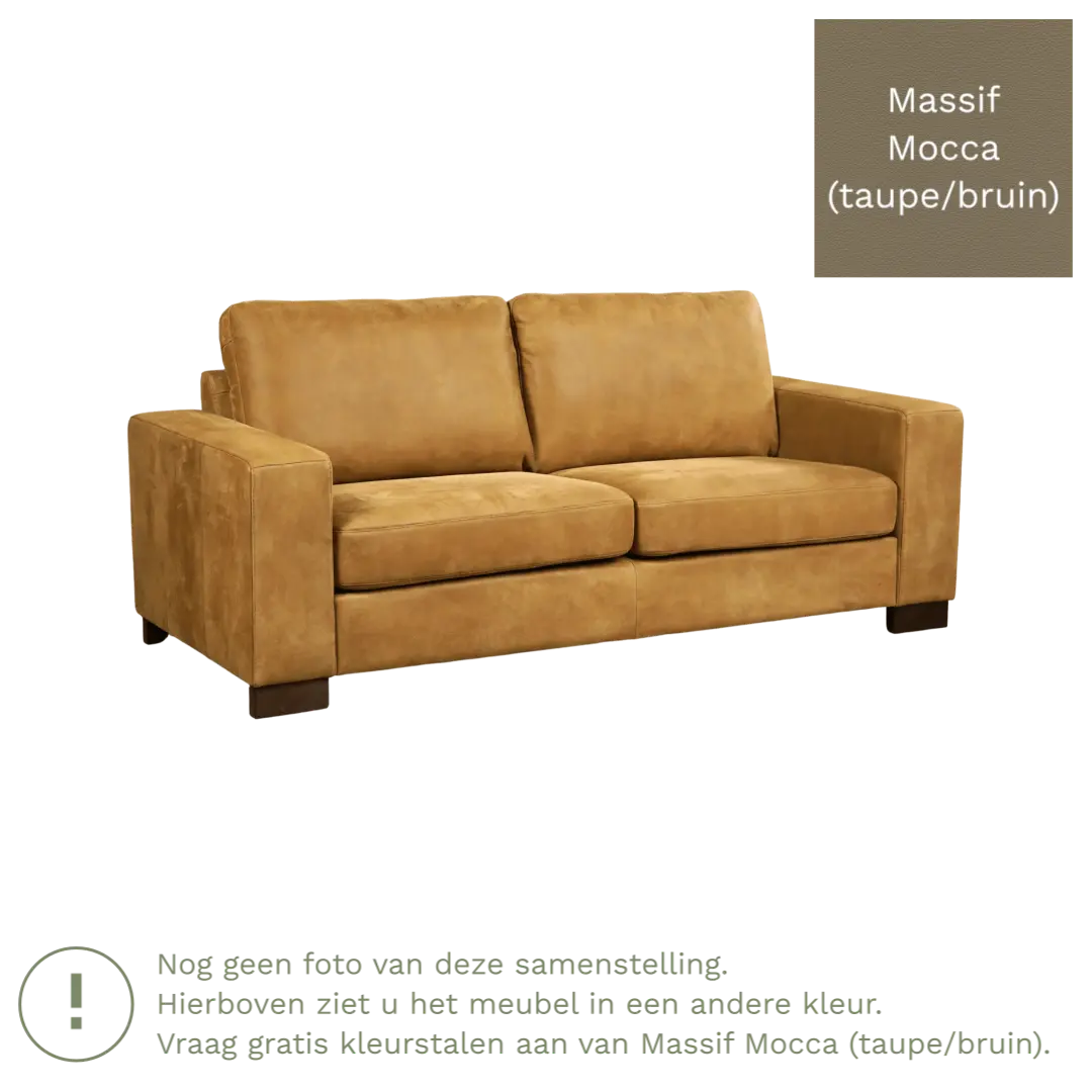 afbeelding van Leren bank Enjoy - 2,5 zits - Massif Mocca (taupe/bruin) - Poten hout bruin