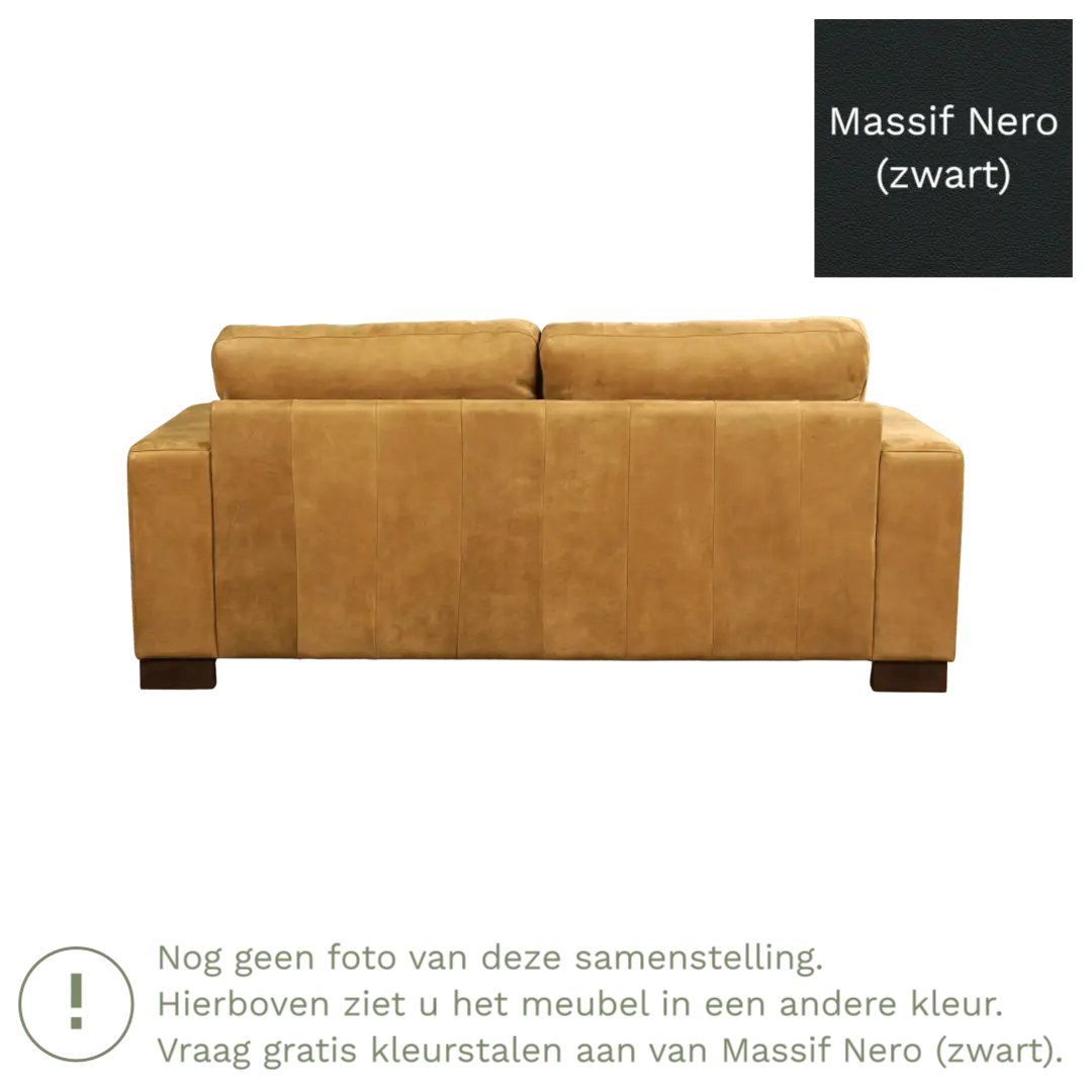 afbeelding van Leren bank Enjoy - 2,5 zits - Massif Nero (zwart) - Poten hout zwart