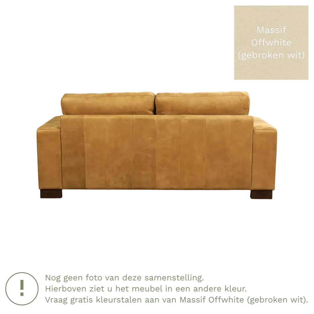 afbeelding van Leren bank Enjoy - 2,5 zits - Massif Offwhite (gebroken wit) - Poten hout bruin