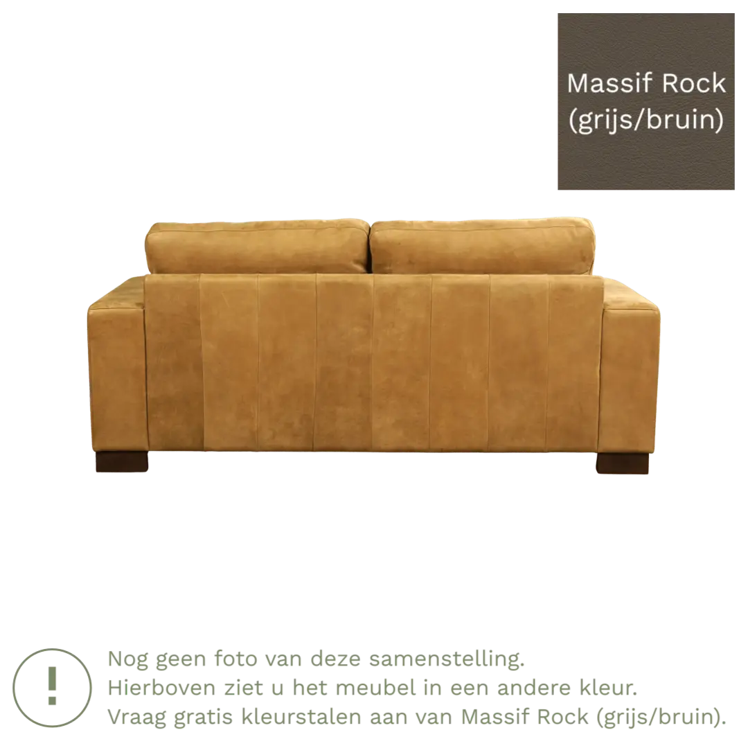 afbeelding van Leren bank Enjoy - 2,5 zits - Massif Rock (grijs/bruin) - Poten hout zwart