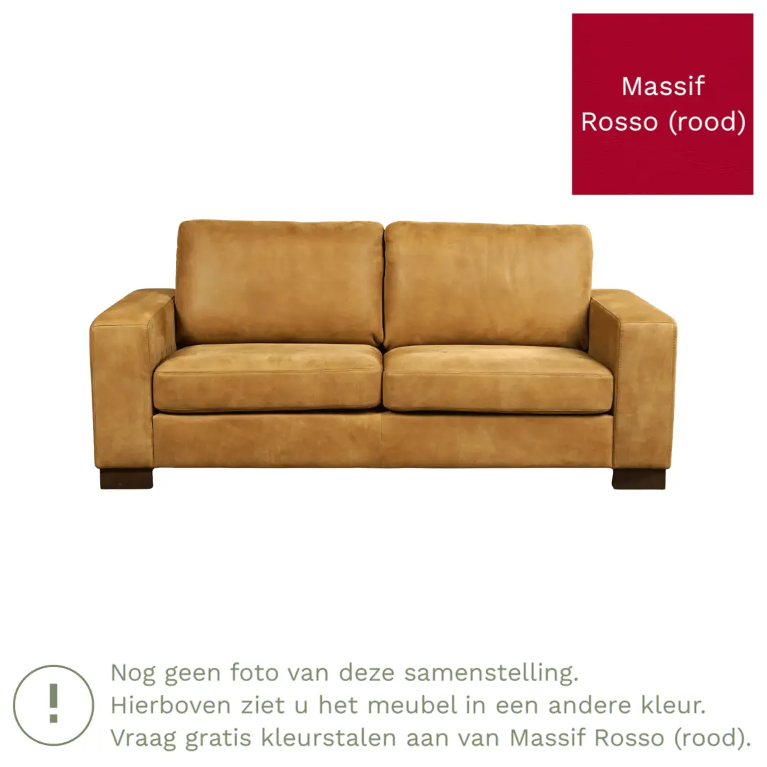 afbeelding van Leren bank Enjoy - 2,5 zits - Massif Rosso (rood) - Poten hout bruin