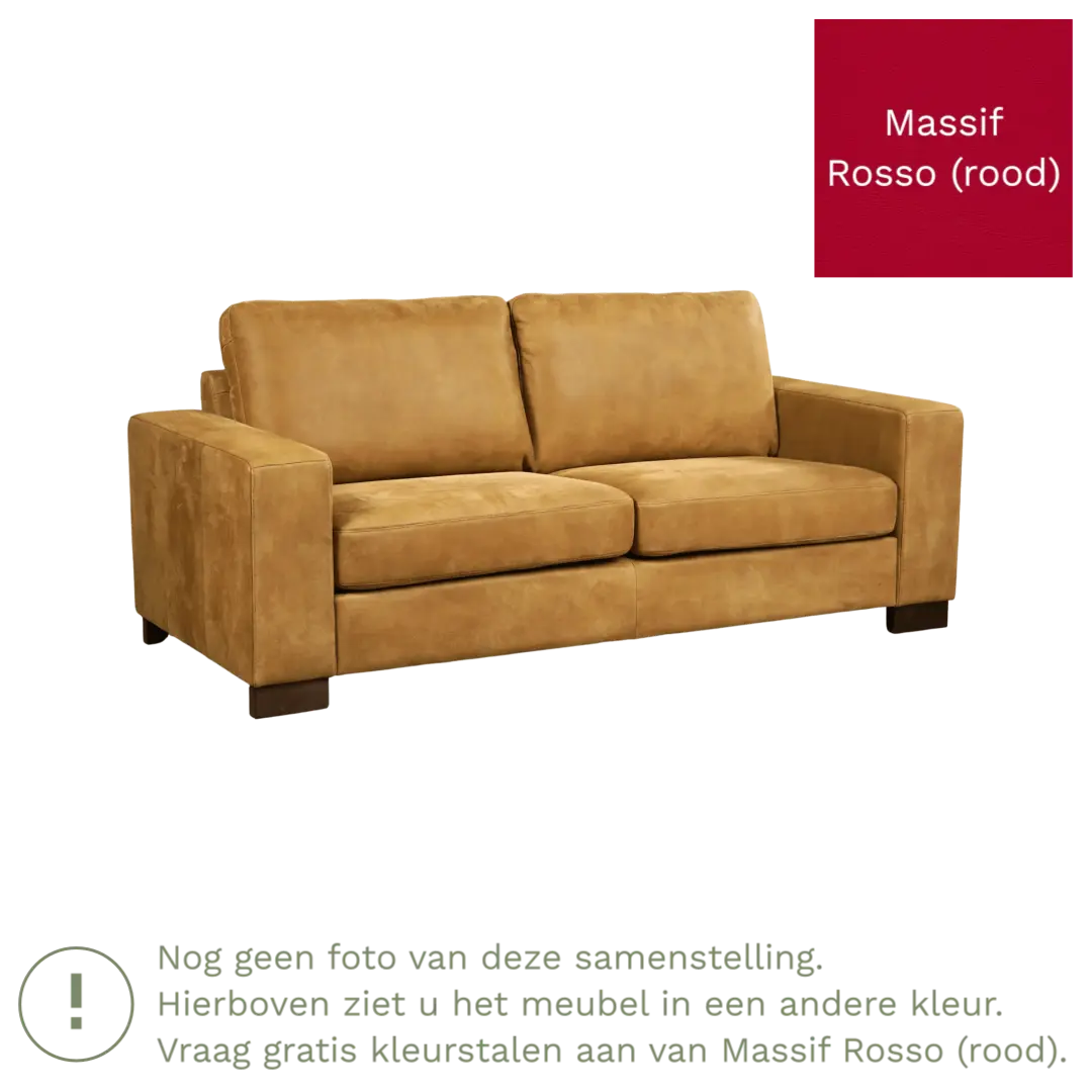 afbeelding van Leren bank Enjoy - 2,5 zits - Massif Rosso (rood) - Poten hout bruin