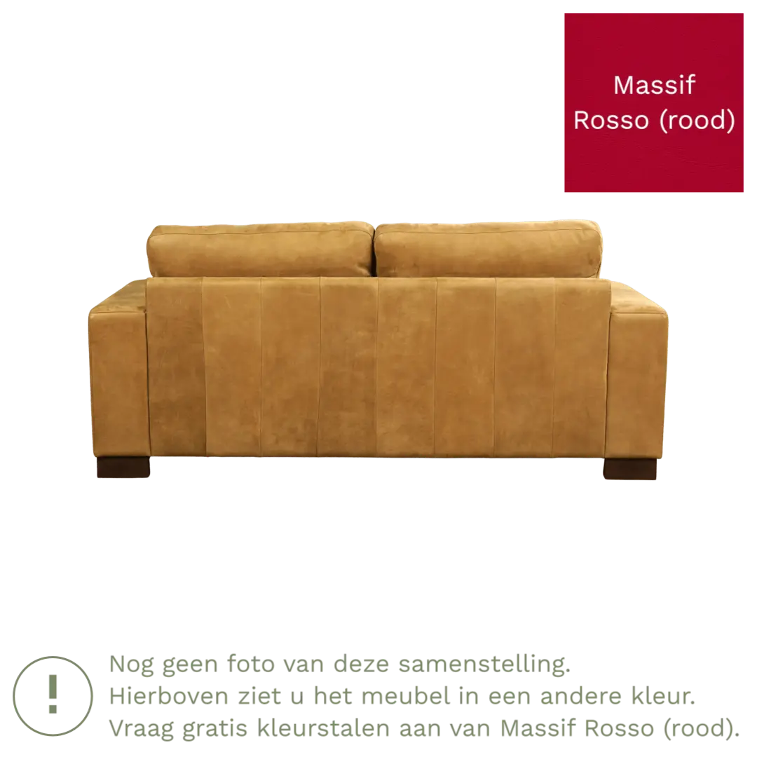 afbeelding van Leren bank Enjoy - 2,5 zits - Massif Rosso (rood) - Poten hout bruin