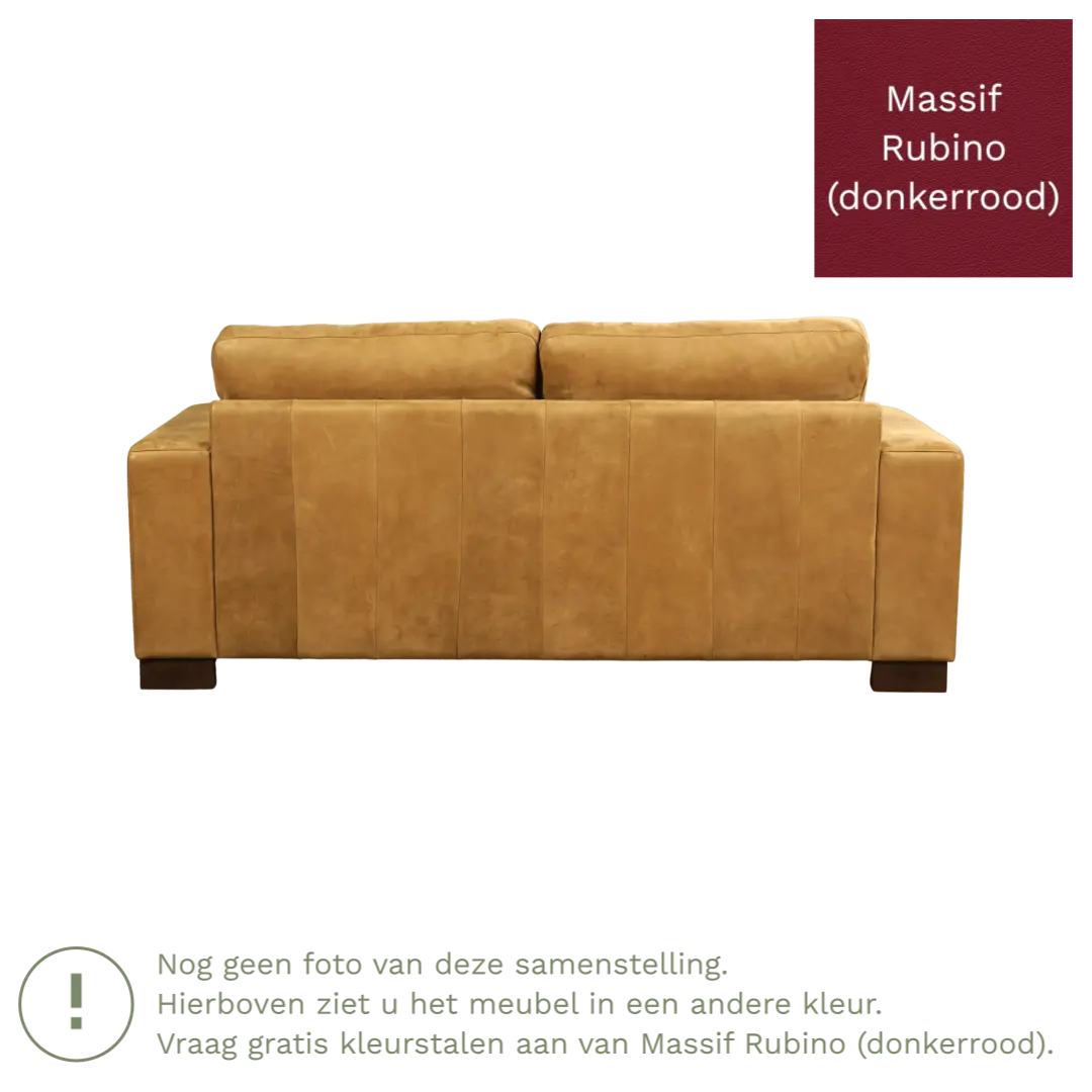 afbeelding van Leren bank Enjoy - 2,5 zits - Massif Rubino (donkerrood) - Poten hout bruin