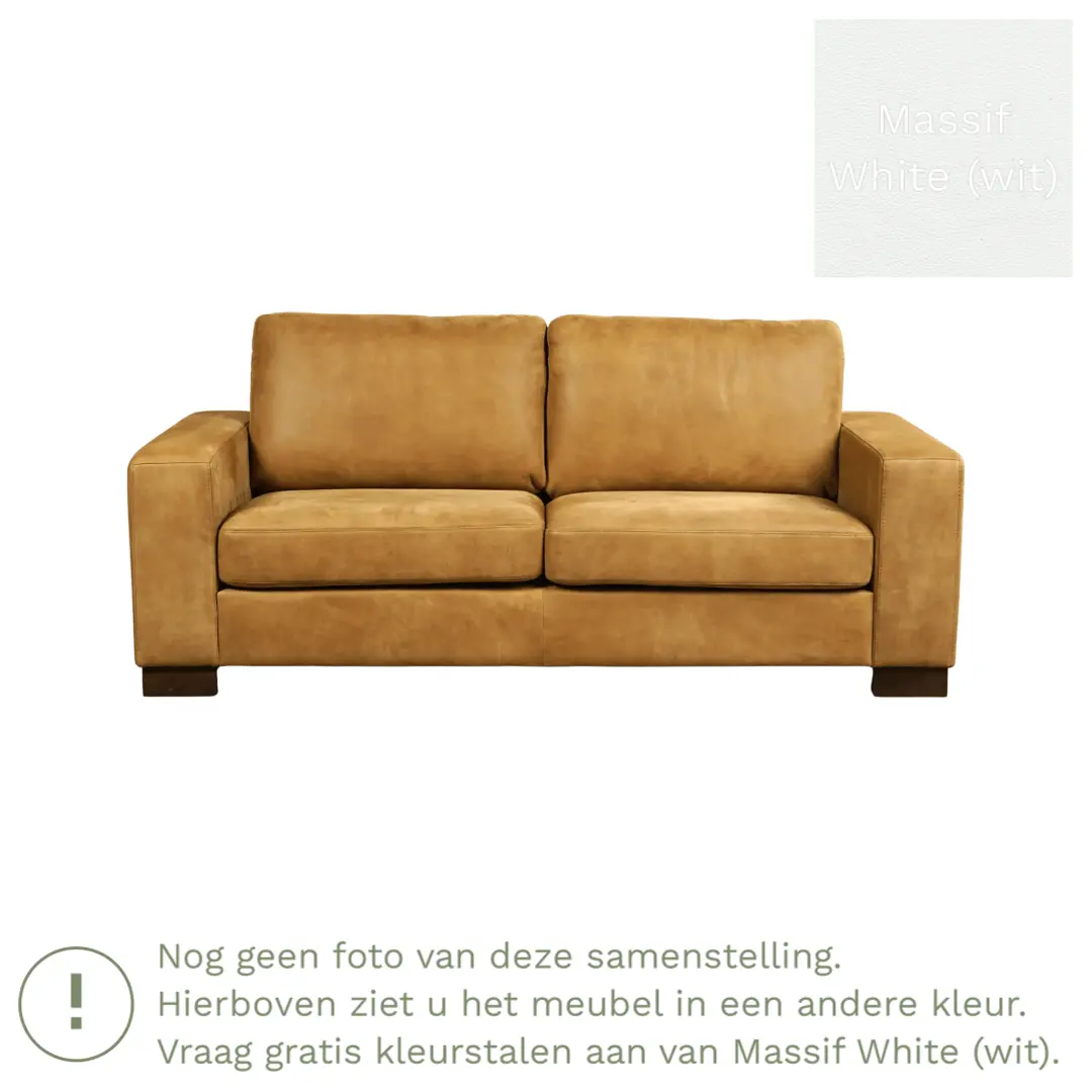 afbeelding van Leren bank Enjoy - 2,5 zits - Massif White (wit) - Poten hout zwart