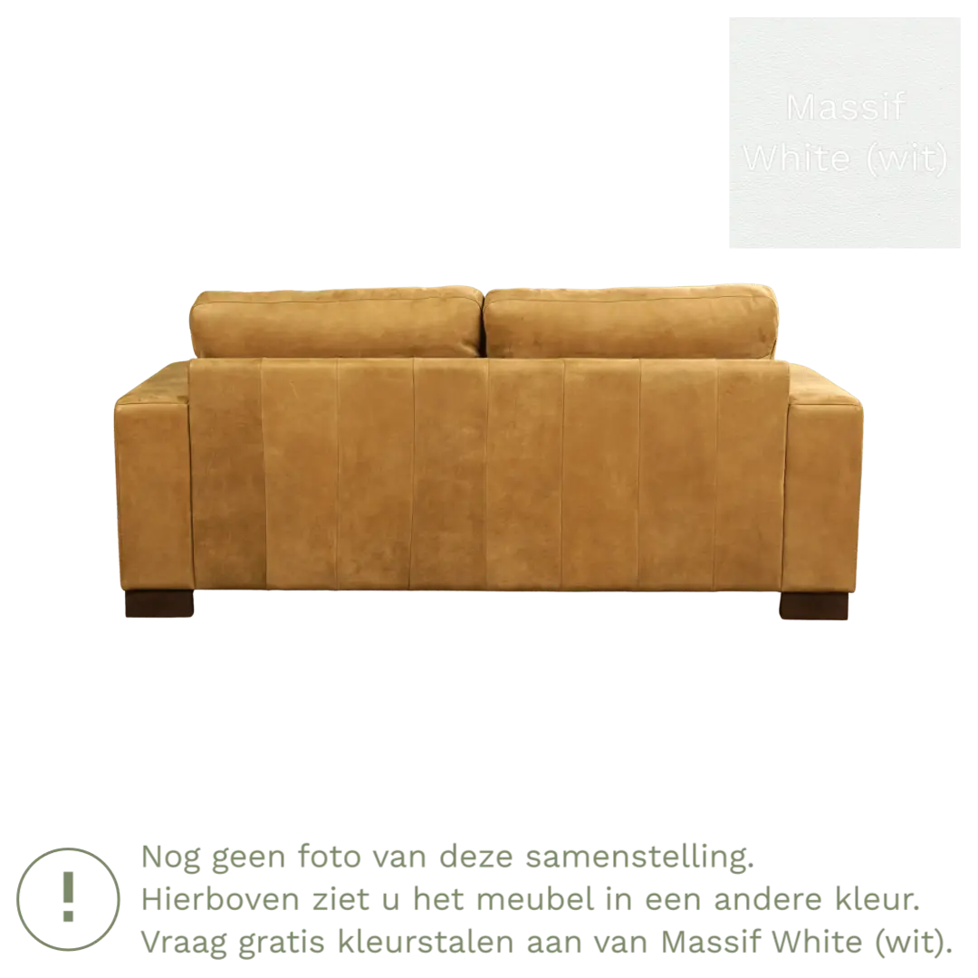 afbeelding van Leren bank Enjoy - 2,5 zits - Massif White (wit) - Poten hout zwart