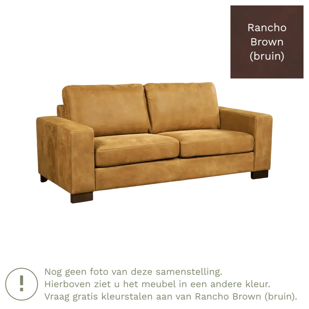 afbeelding van Leren bank Enjoy - 2,5 zits - Rancho Brown (bruin) - Poten hout bruin