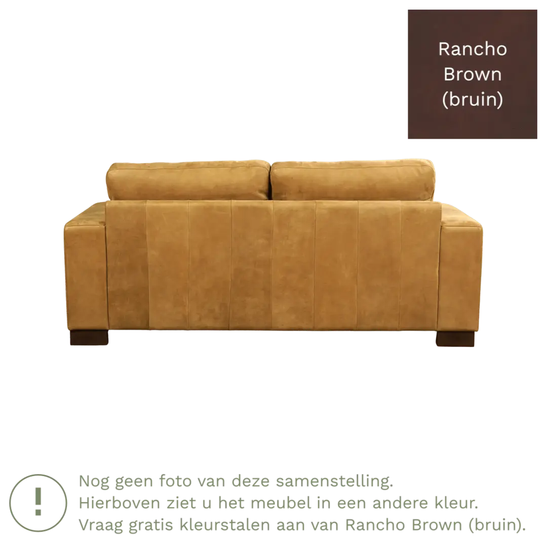 afbeelding van Leren bank Enjoy - 2,5 zits - Rancho Brown (bruin) - Poten hout bruin
