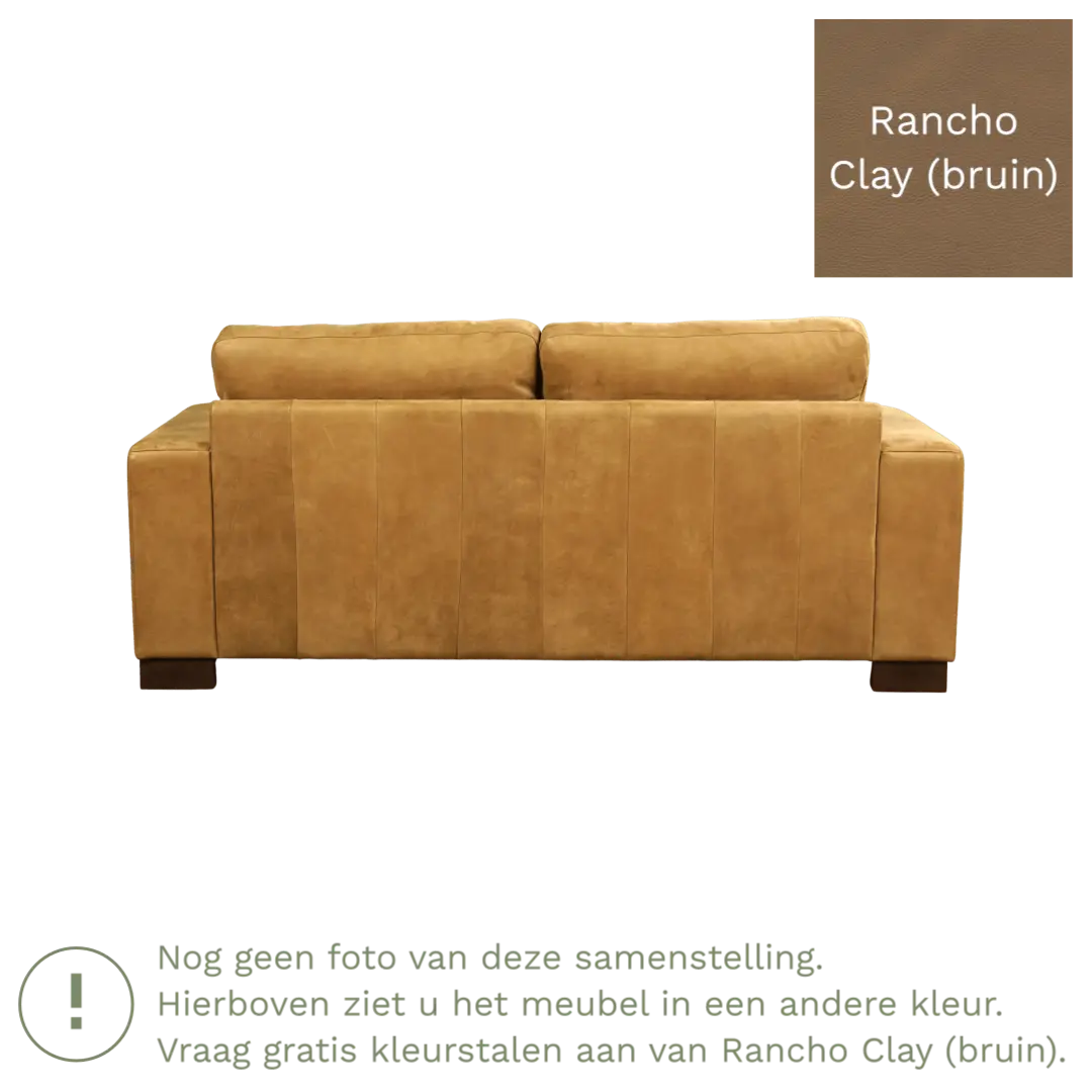 afbeelding van Leren bank Enjoy - 2,5 zits - Rancho Clay (bruin) - Poten hout zwart