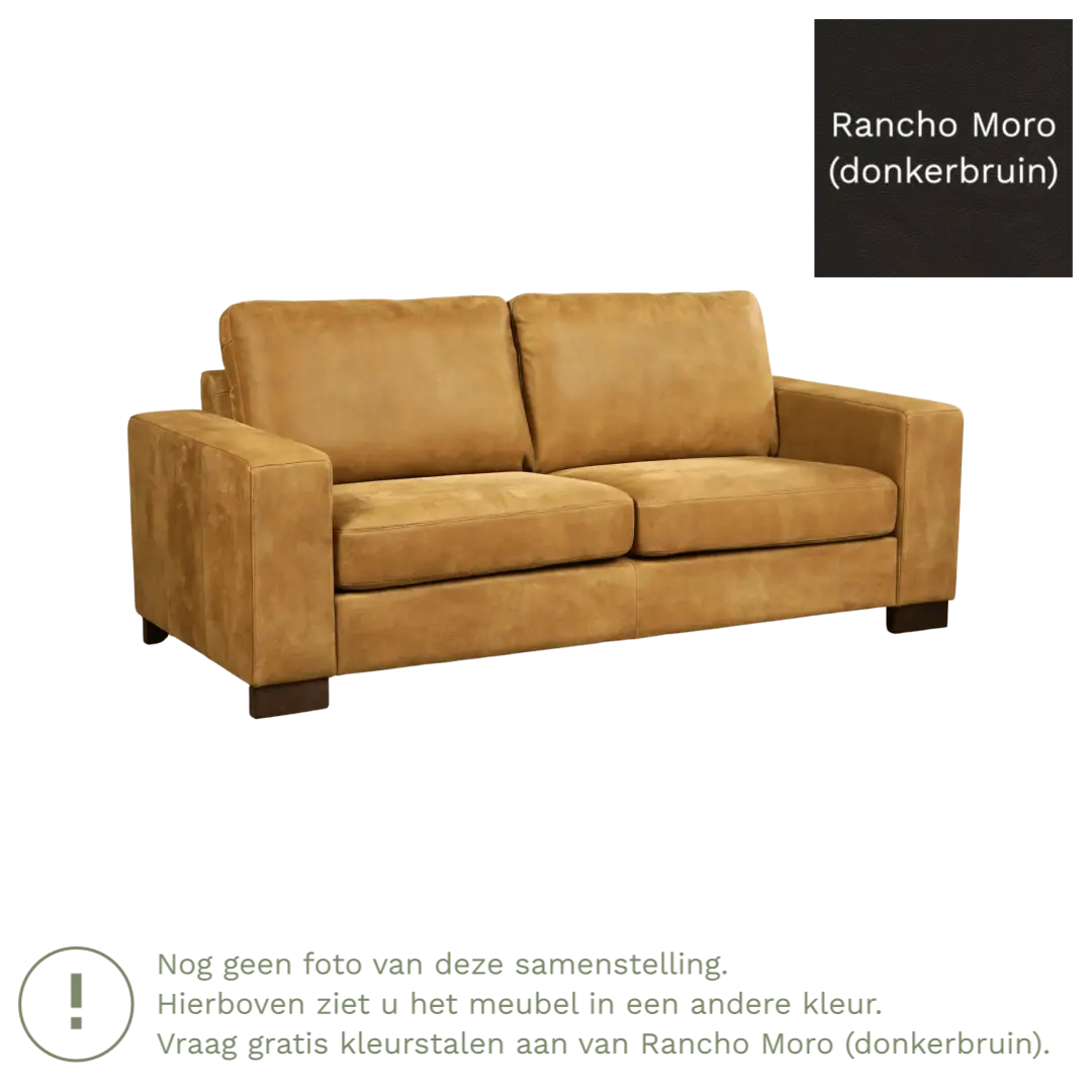 afbeelding van Leren bank Enjoy - 2,5 zits - Rancho Moro (donkerbruin) - Poten hout zwart