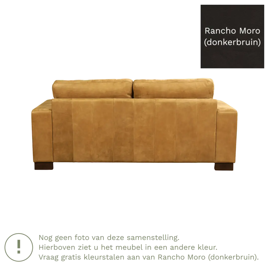 afbeelding van Leren bank Enjoy - 2,5 zits - Rancho Moro (donkerbruin) - Poten hout zwart