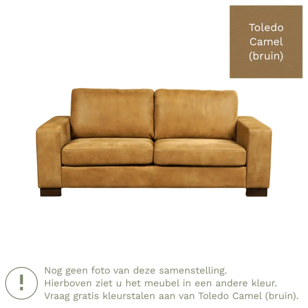 afbeelding van Leren bank Enjoy - 2,5 zits - Toledo Camel (bruin) - Poten hout zwart