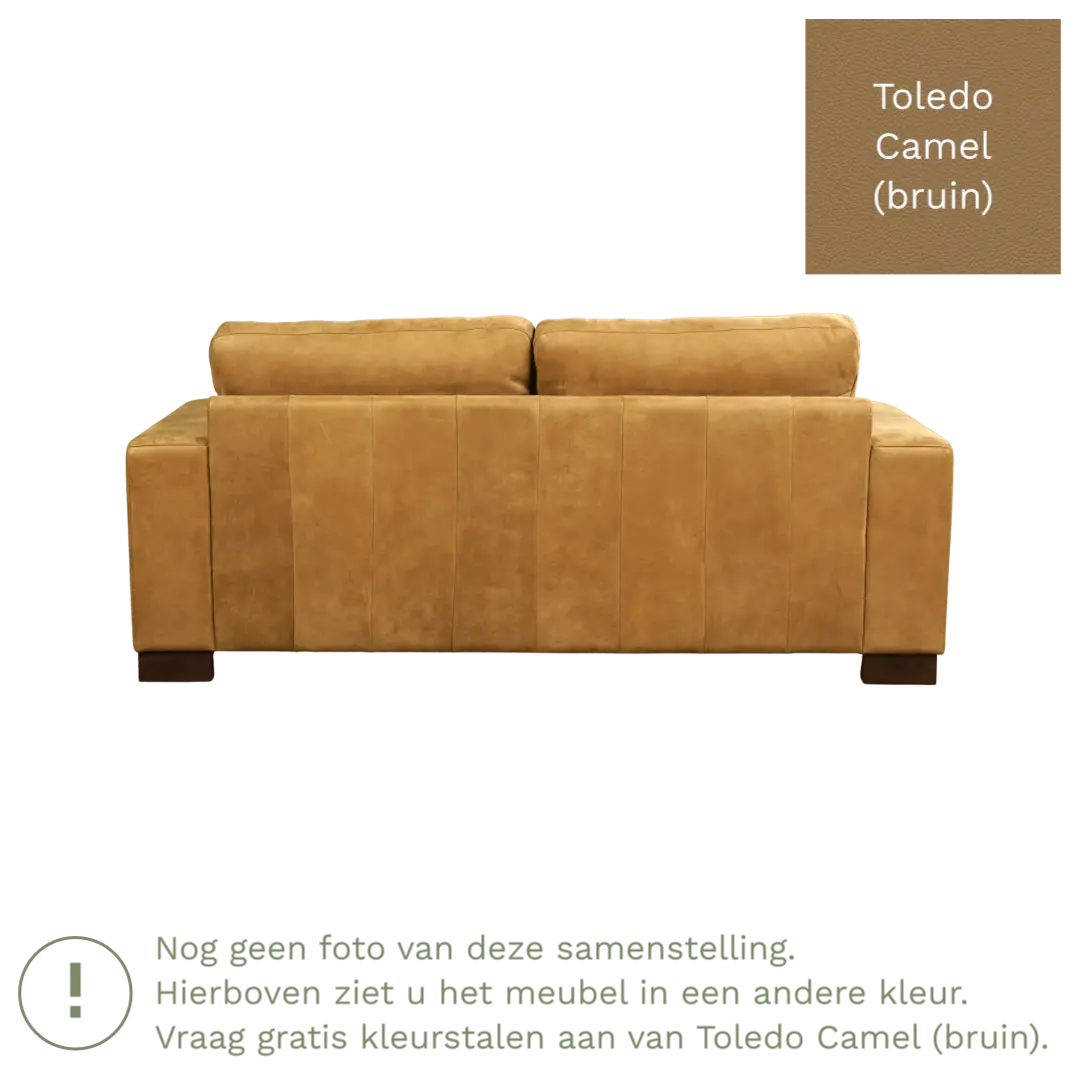 afbeelding van Leren bank Enjoy - 2,5 zits - Toledo Camel (bruin) - Poten hout zwart
