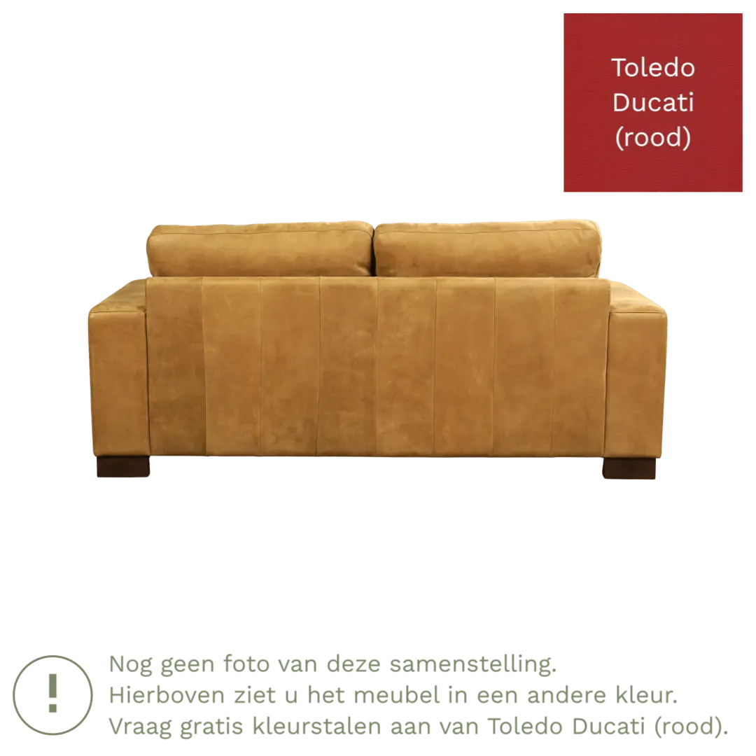 afbeelding van Leren bank Enjoy - 2,5 zits - Toledo Ducati (rood) - Poten hout bruin