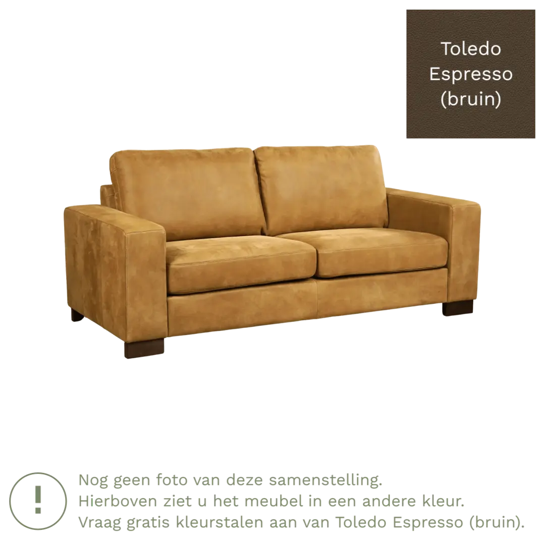 afbeelding van Leren bank Enjoy - 2,5 zits - Toledo Espresso (bruin) - Poten hout bruin