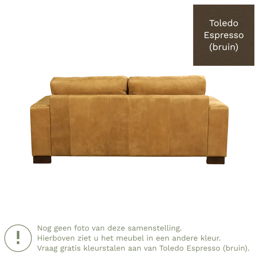 afbeelding van Leren bank Enjoy - 2,5 zits - Toledo Espresso (bruin) - Poten hout bruin