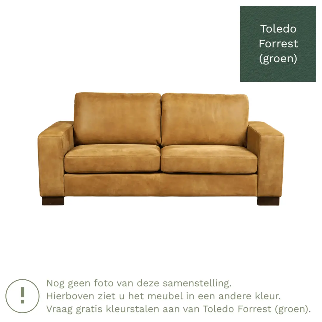 afbeelding van Leren bank Enjoy - 2,5 zits - Toledo Forrest (groen) - Poten hout zwart