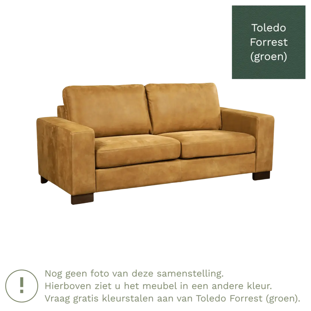 afbeelding van Leren bank Enjoy - 2,5 zits - Toledo Forrest (groen) - Poten hout zwart