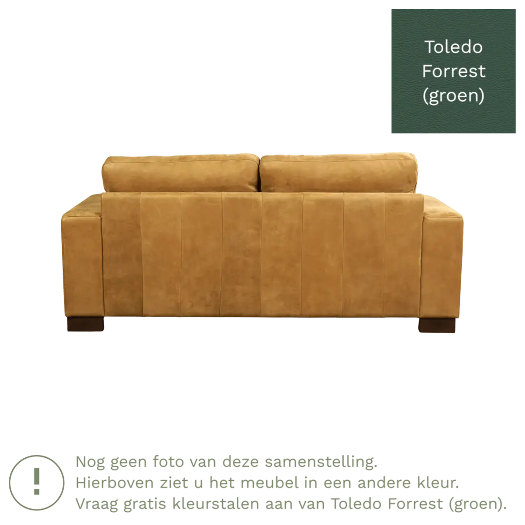afbeelding van Leren bank Enjoy - 2,5 zits - Toledo Forrest (groen) - Poten hout zwart
