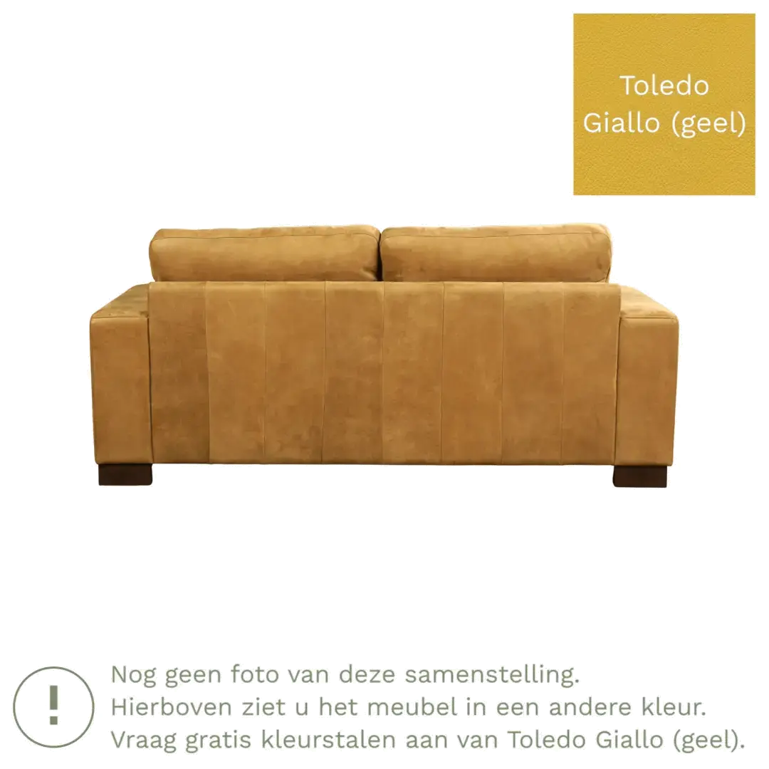 afbeelding van Leren bank Enjoy - 2,5 zits - Toledo Giallo (geel) - Poten hout bruin