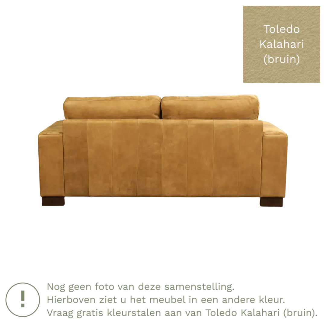 afbeelding van Leren bank Enjoy - 2,5 zits - Toledo Kalahari (bruin) - Poten hout bruin