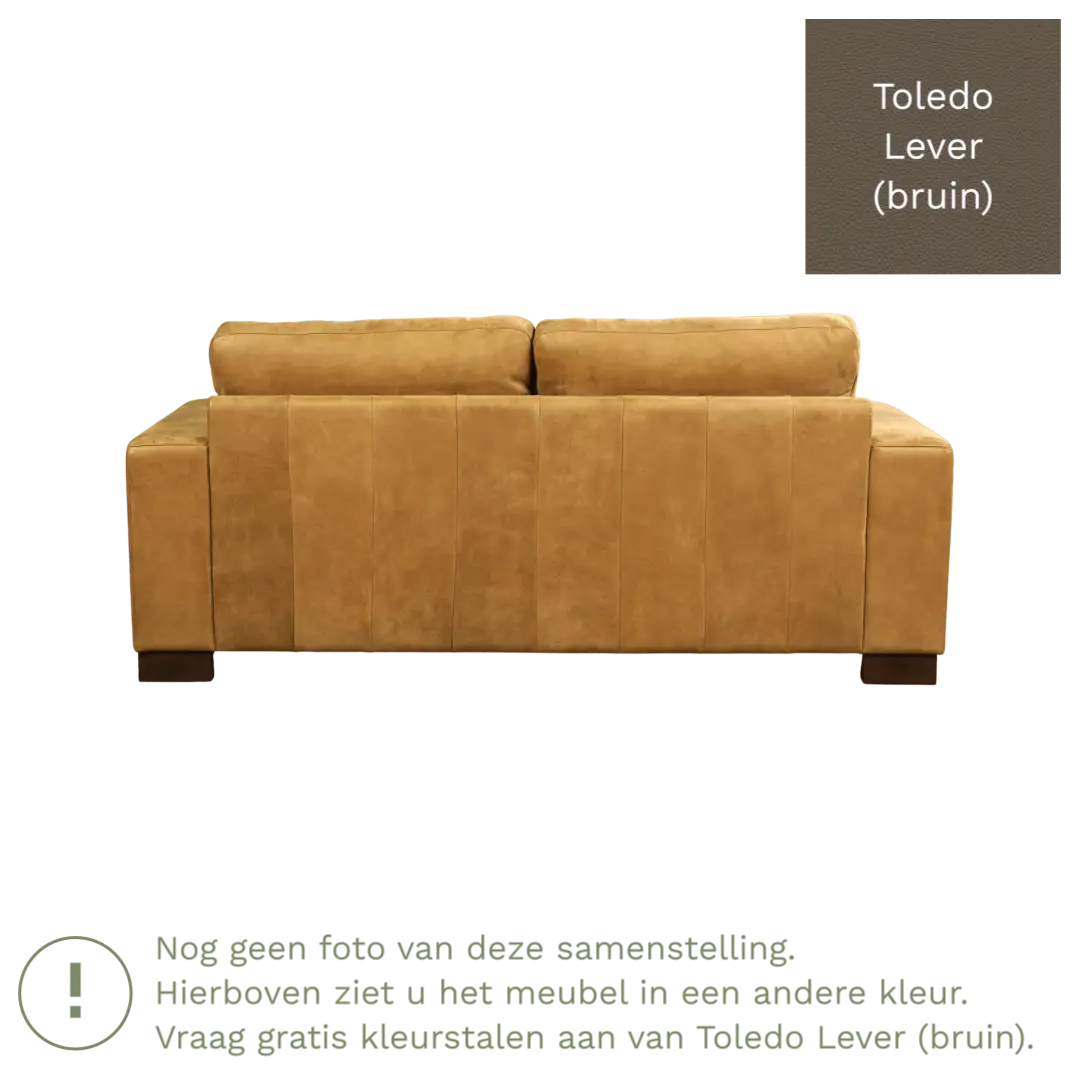 afbeelding van Leren bank Enjoy - 2,5 zits - Toledo Lever (bruin) - Poten hout zwart