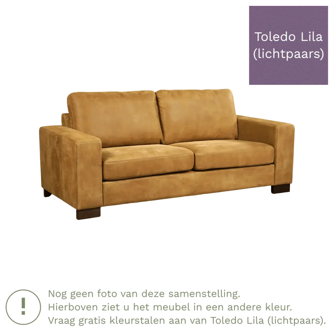afbeelding van Leren bank Enjoy - 2,5 zits - Toledo Lila (lichtpaars) - Poten hout zwart