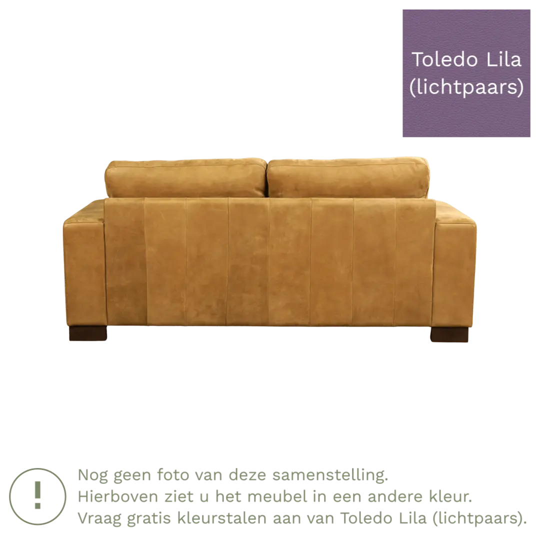 afbeelding van Leren bank Enjoy - 2,5 zits - Toledo Lila (lichtpaars) - Poten hout zwart