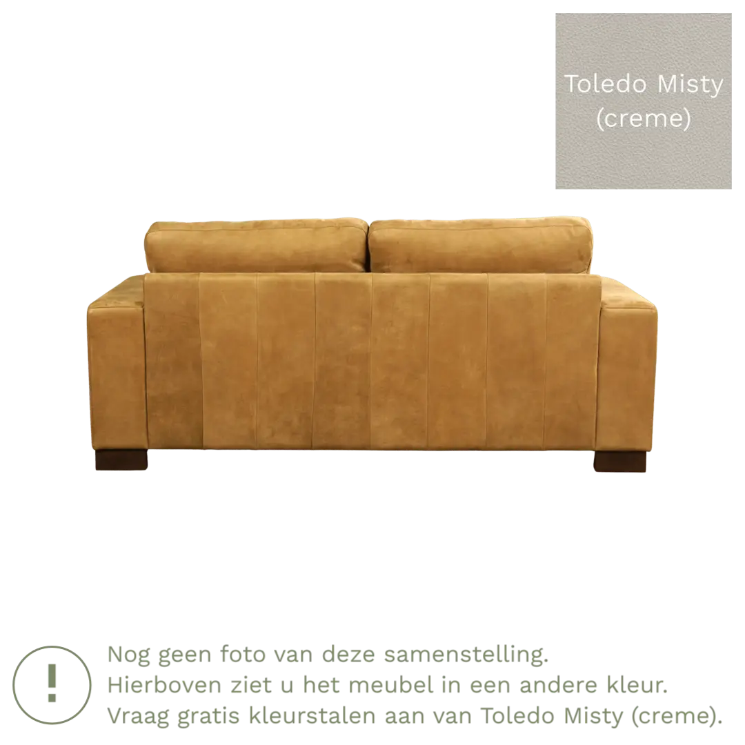 afbeelding van Leren bank Enjoy - 2,5 zits - Toledo Misty (crème) - Poten hout zwart