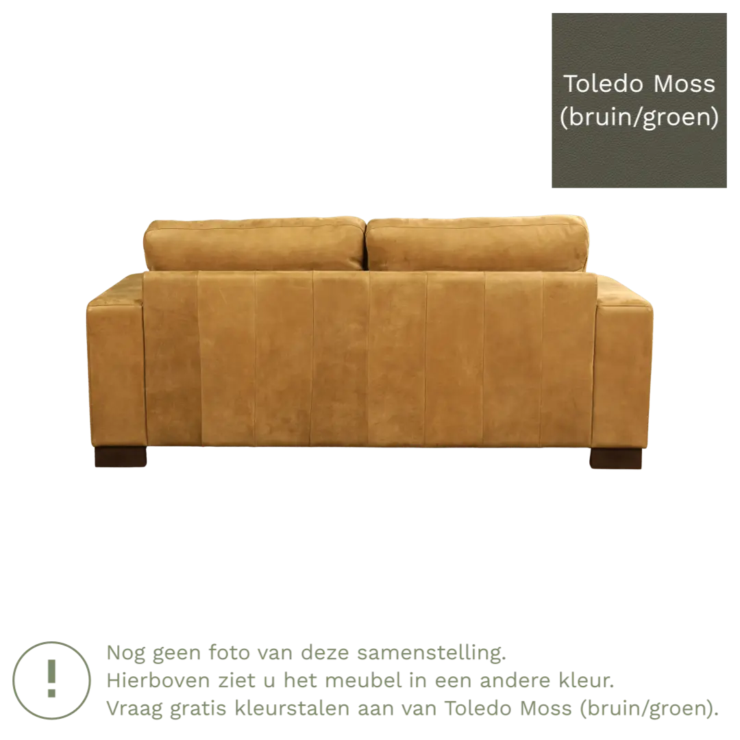 afbeelding van Leren bank Enjoy - 2,5 zits - Toledo Moss (bruin/groen) - Poten hout zwart