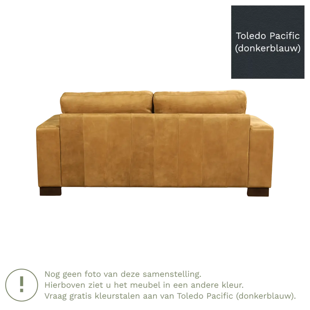 afbeelding van Leren bank Enjoy - 2,5 zits - Toledo Pacific (donkerblauw) - Poten hout zwart