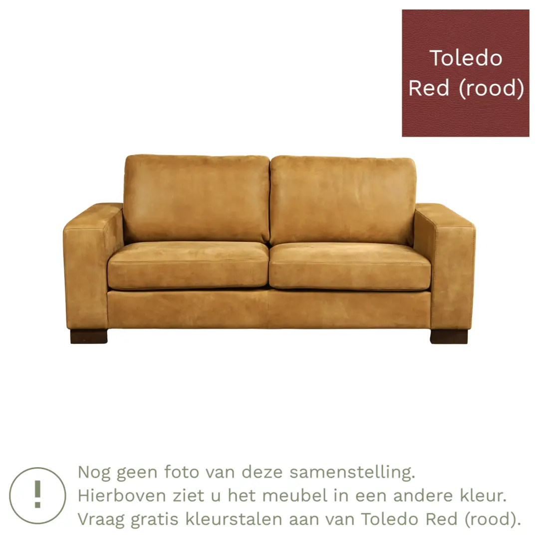 afbeelding van Leren bank Enjoy - 2,5 zits - Toledo Red (rood) - Poten hout zwart