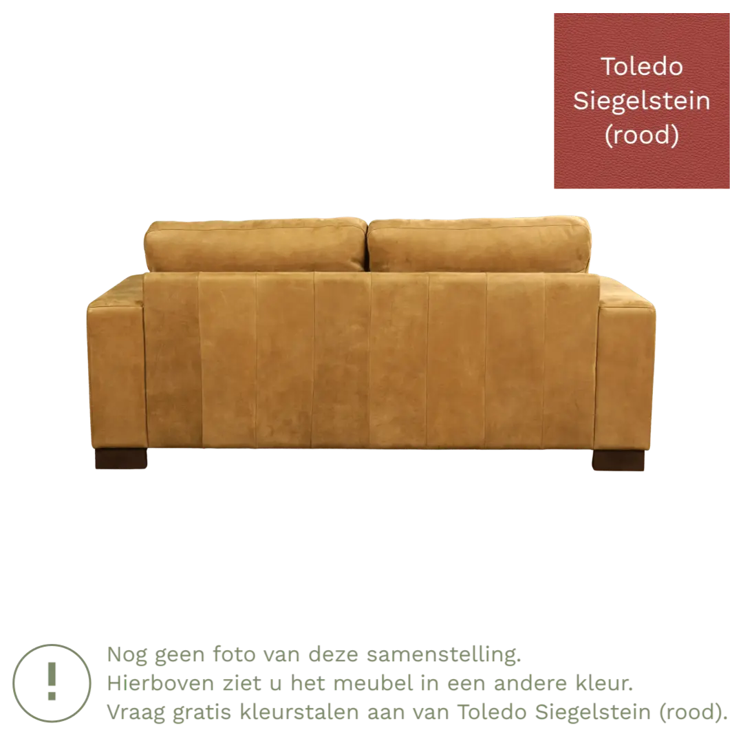 afbeelding van Leren bank Enjoy - 2,5 zits - Toledo Siegelstein (rood) - Poten hout zwart