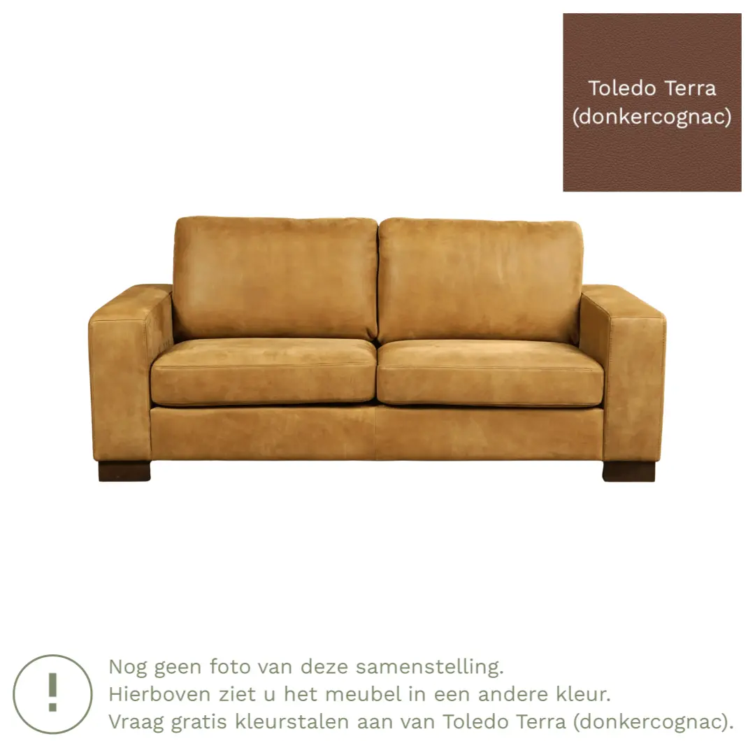 afbeelding van Leren bank Enjoy - 2,5 zits - Toledo Terra (donkercognac) - Poten hout bruin