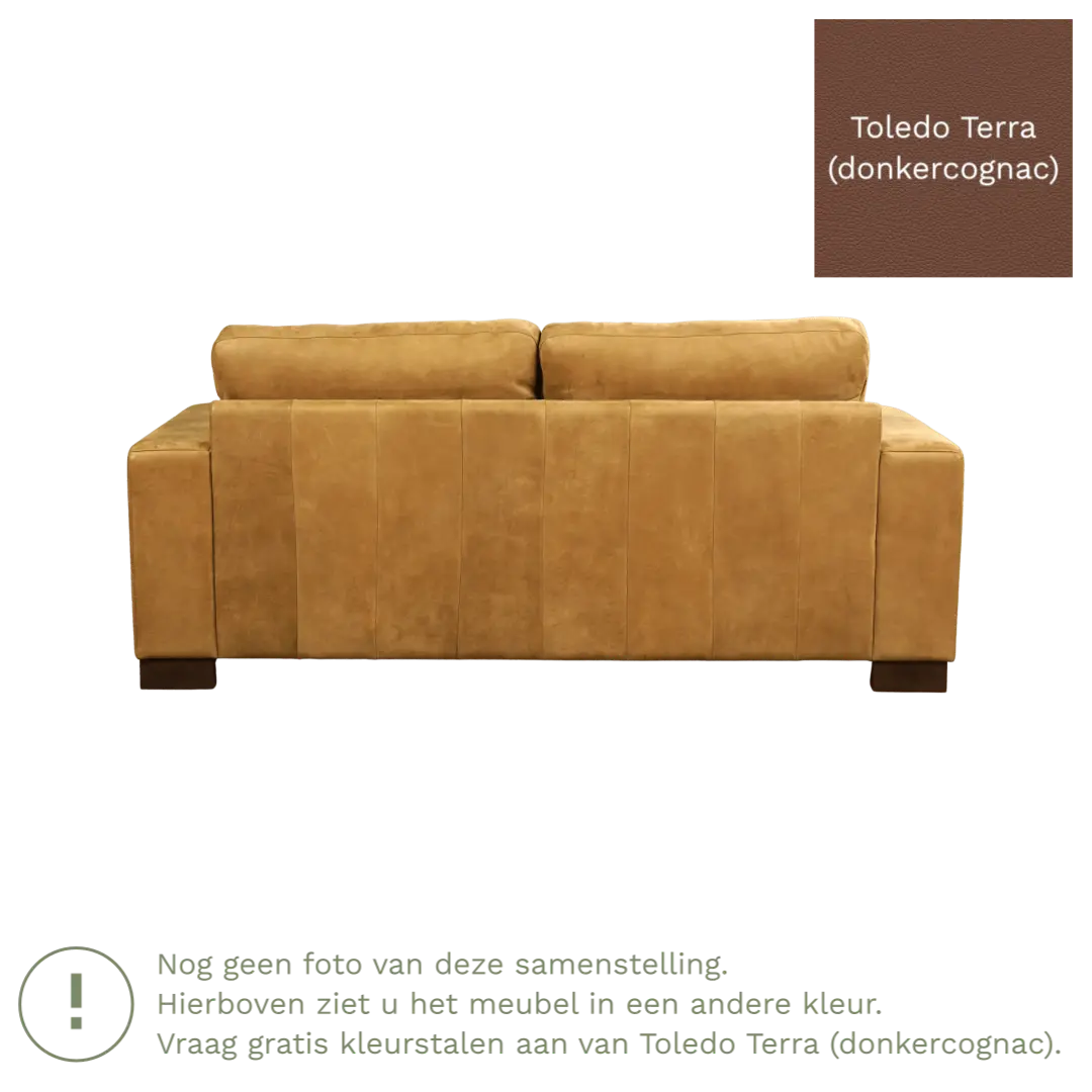 afbeelding van Leren bank Enjoy - 2,5 zits - Toledo Terra (donkercognac) - Poten hout bruin
