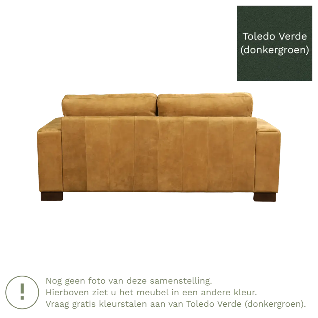 afbeelding van Leren bank Enjoy - 2,5 zits - Toledo Verde (donkergroen) - Poten hout bruin